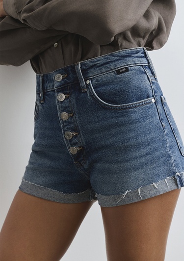  Mavi Fiora 90lar Puslu Indigo Mavisi Jean Şort 1411222-89780