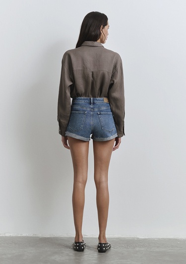  Mavi Fiora 90lar Puslu Indigo Mavisi Jean Şort 1411222-89780