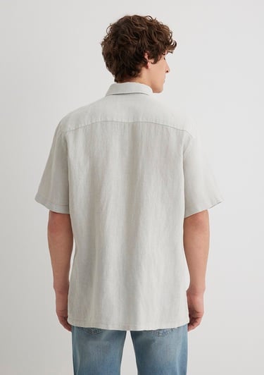  Mavi Gri Keten Gömlek Regular Fit / Normal Kesim 0211473-70080