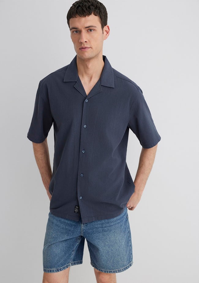  Mavi Lacivert Gömlek Loose Fit / Bol Rahat Kesim 0211519-70726