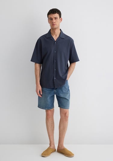  Mavi Lacivert Gömlek Loose Fit / Bol Rahat Kesim 0211519-70726