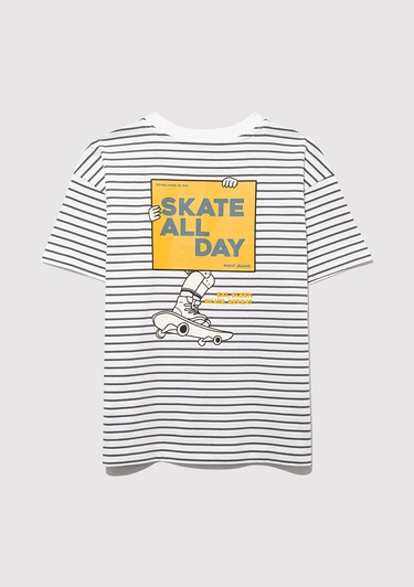  Mavi Skate All Day Baskılı Gri Tişört Oversize / Geniş Kesim 6610263-89187