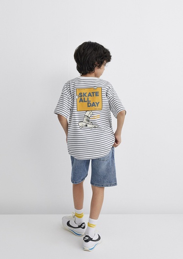  Mavi Skate All Day Baskılı Gri Tişört Oversize / Geniş Kesim 6610263-89187