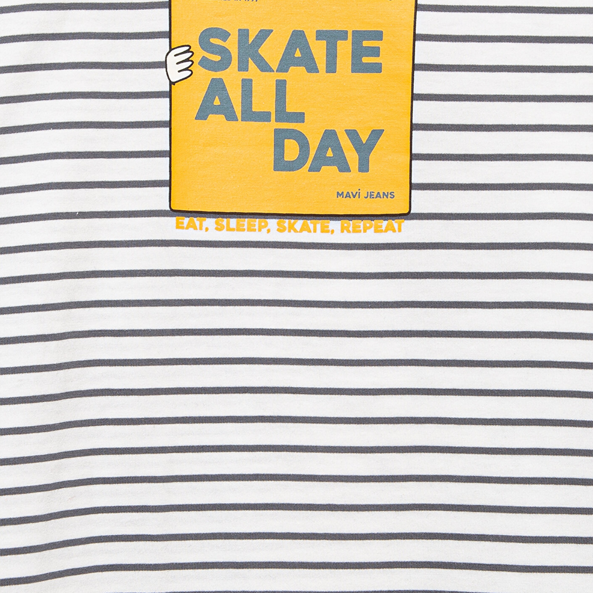 Mavi Skate All Day Baskılı Gri Tişört Oversize / Geniş Kesim 6610263-89187