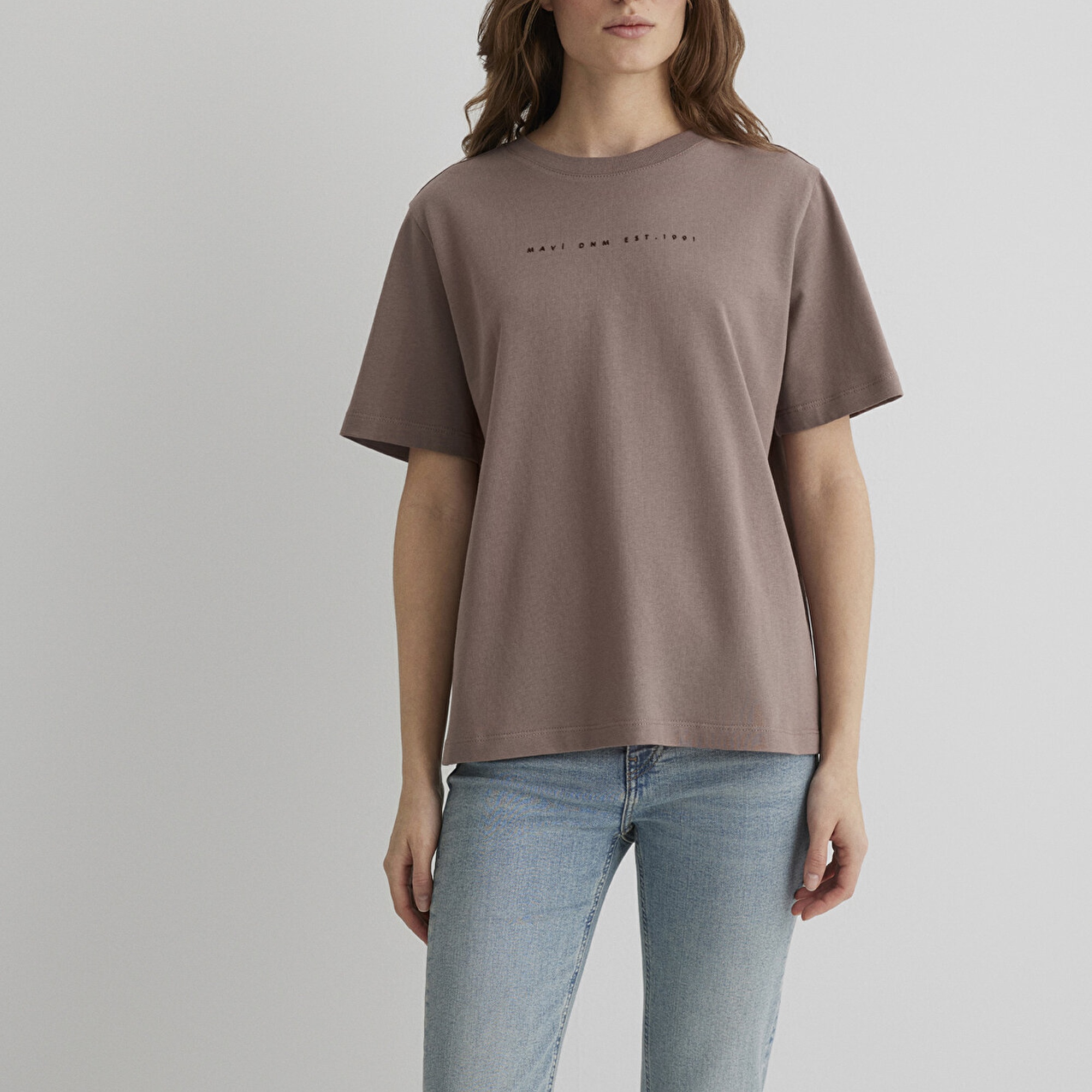 Mavi Mavi Baskılı Kahverengi Tişört Regular Fit / Normal Kesim 1613147-70383
