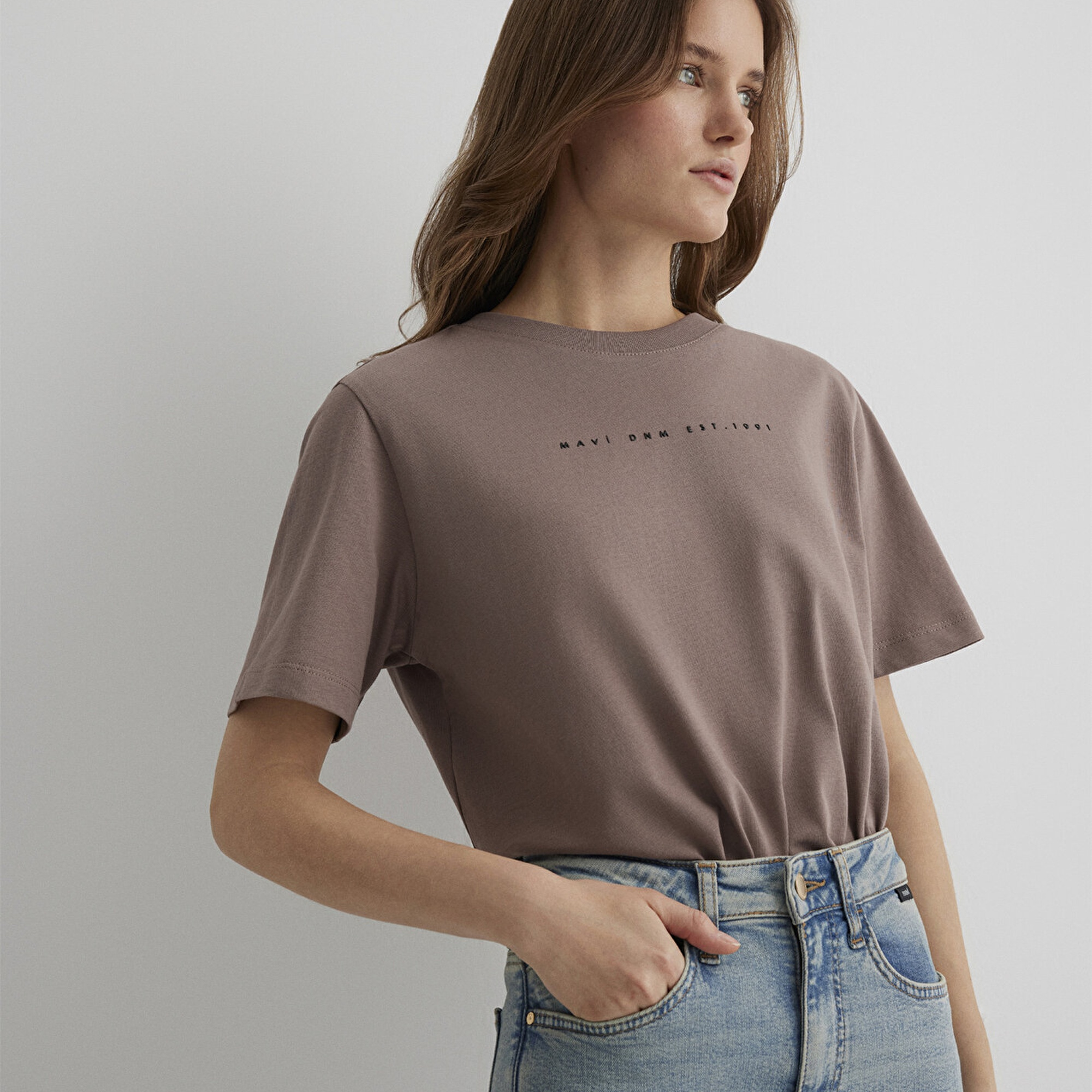 Mavi Mavi Baskılı Kahverengi Tişört Regular Fit / Normal Kesim 1613147-70383