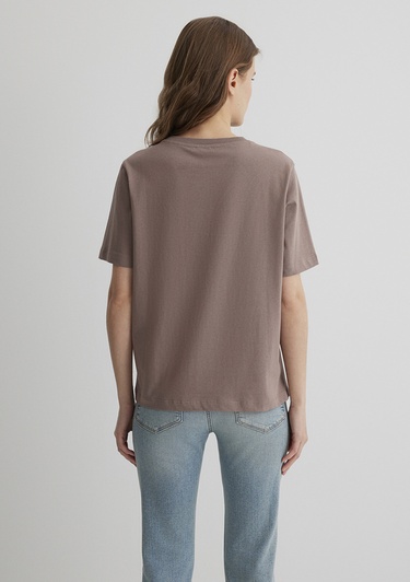  Mavi Mavi Baskılı Kahverengi Tişört Regular Fit / Normal Kesim 1613147-70383