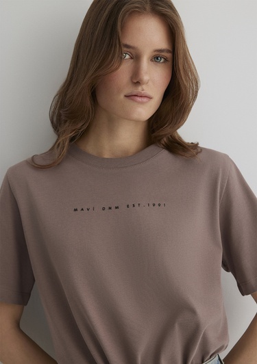  Mavi Mavi Baskılı Kahverengi Tişört Regular Fit / Normal Kesim 1613147-70383