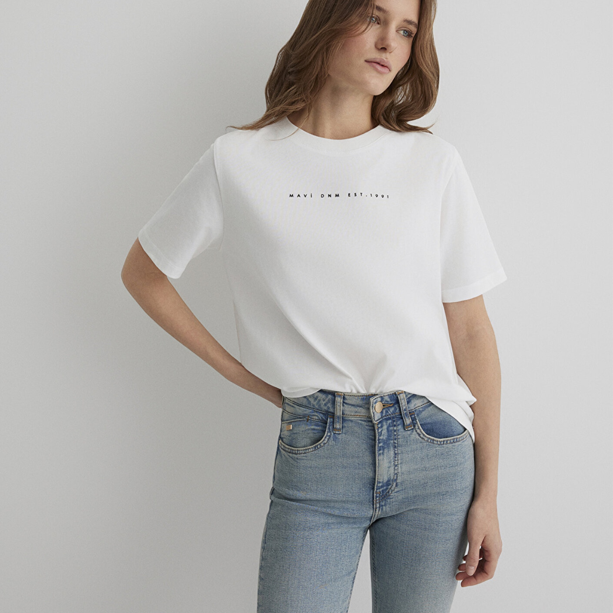 Mavi Mavi Baskılı Ekru Tişört Regular Fit / Normal Kesim 1613147-70057