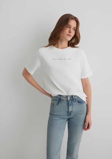  Mavi Mavi Baskılı Ekru Tişört Regular Fit / Normal Kesim 1613147-70057