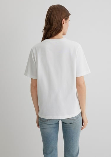  Mavi Mavi Baskılı Ekru Tişört Regular Fit / Normal Kesim 1613147-70057