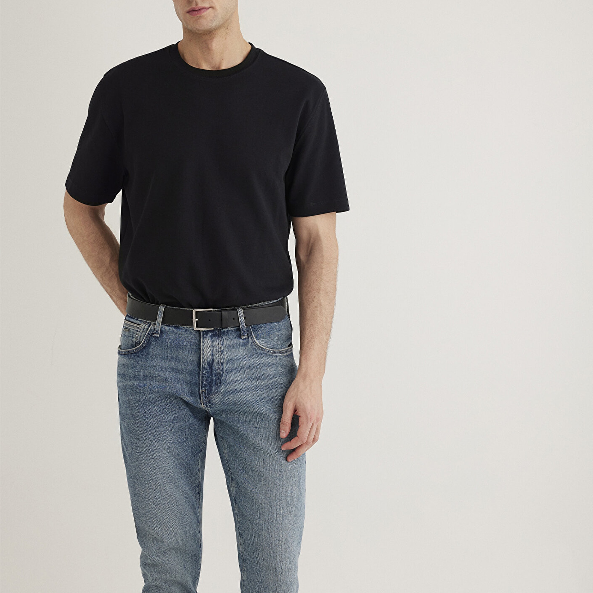 Mavi Siyah Tişört Loose Fit / Bol Rahat Kesim 0612731-900