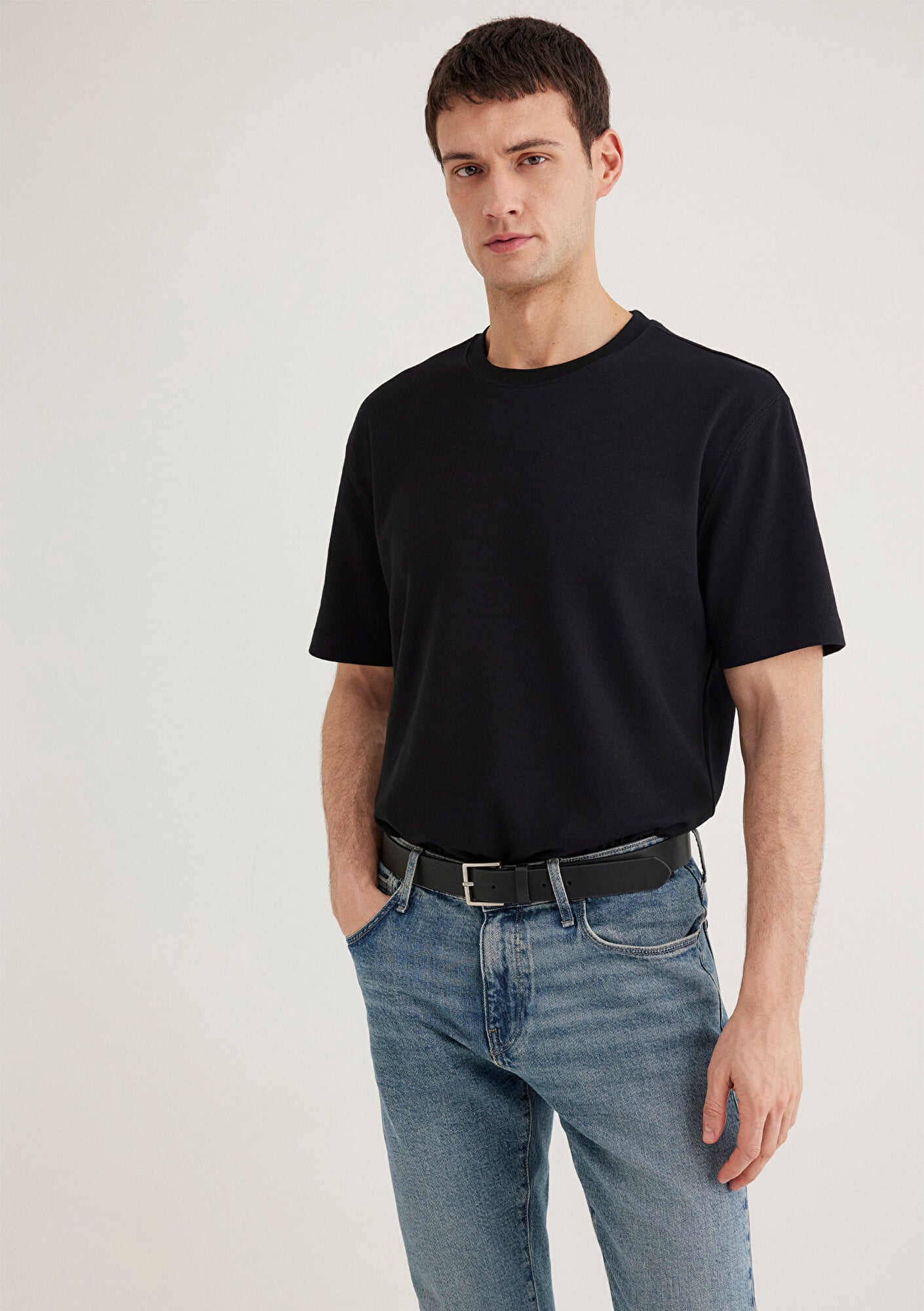  Mavi Siyah Tişört Loose Fit / Bol Rahat Kesim 0612731-900