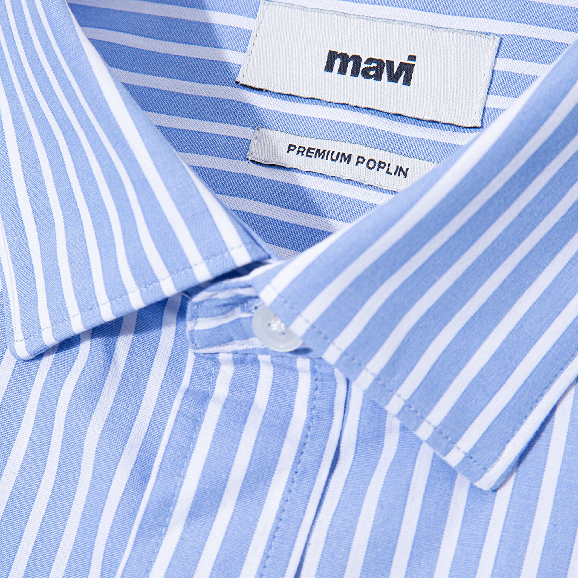 Mavi Easy Care Çizgili Mavi Gömlek Slim Fit / Dar Kesim 0211572-83767