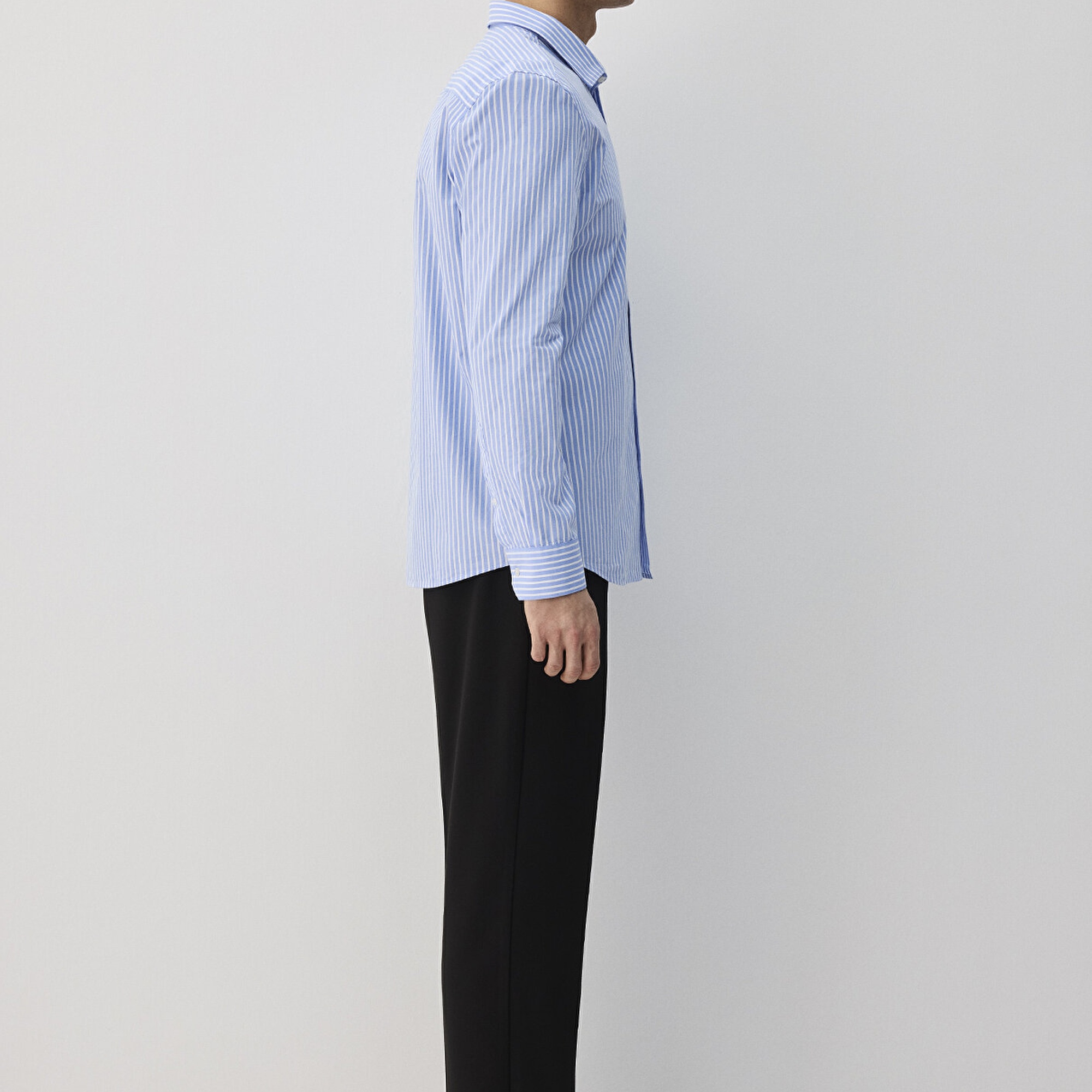 Mavi Easy Care Çizgili Mavi Gömlek Slim Fit / Dar Kesim 0211572-83767