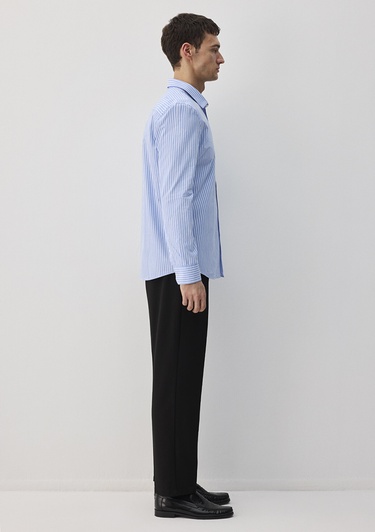  Mavi Easy Care Çizgili Mavi Gömlek Slim Fit / Dar Kesim 0211572-83767