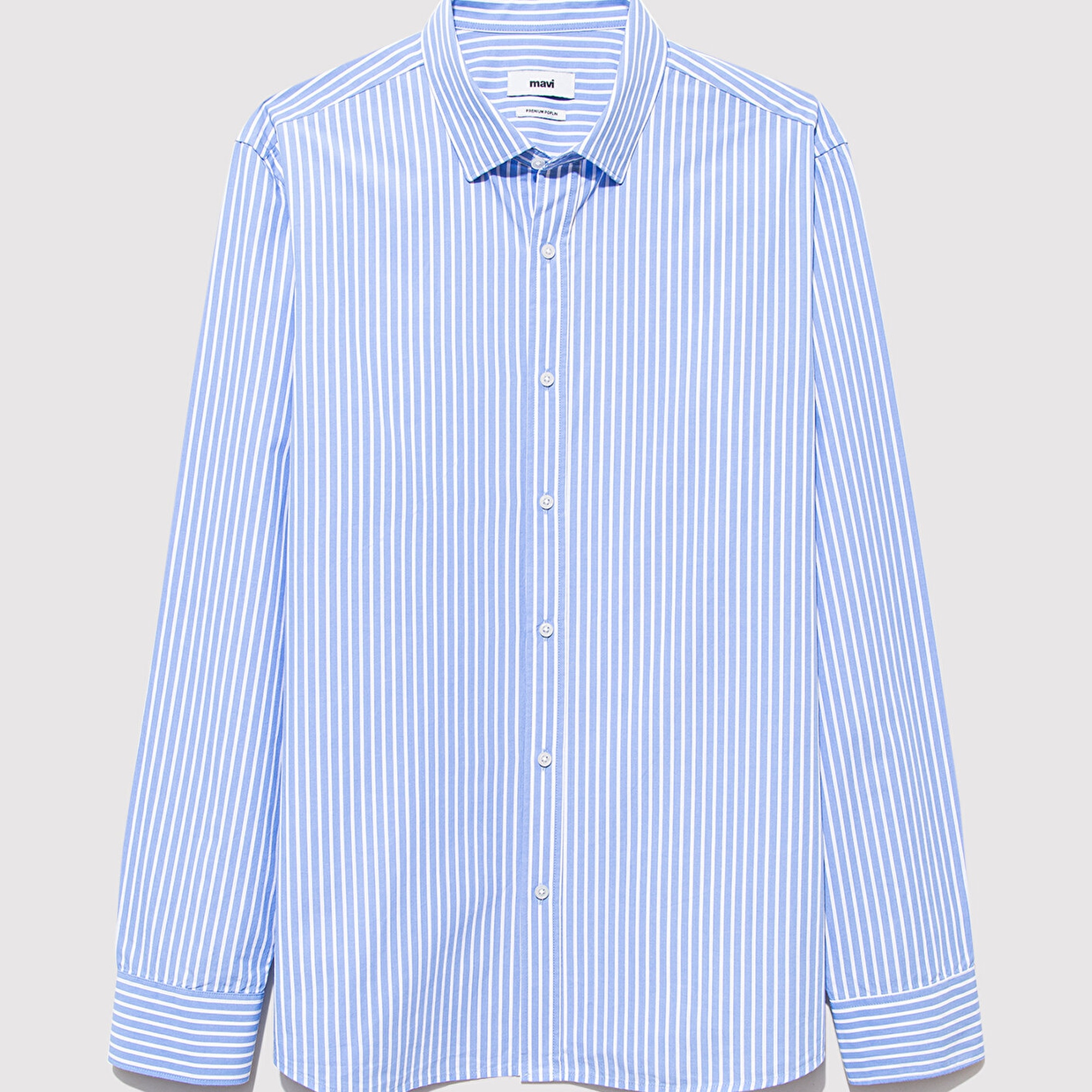 Mavi Easy Care Çizgili Mavi Gömlek Slim Fit / Dar Kesim 0211572-83767