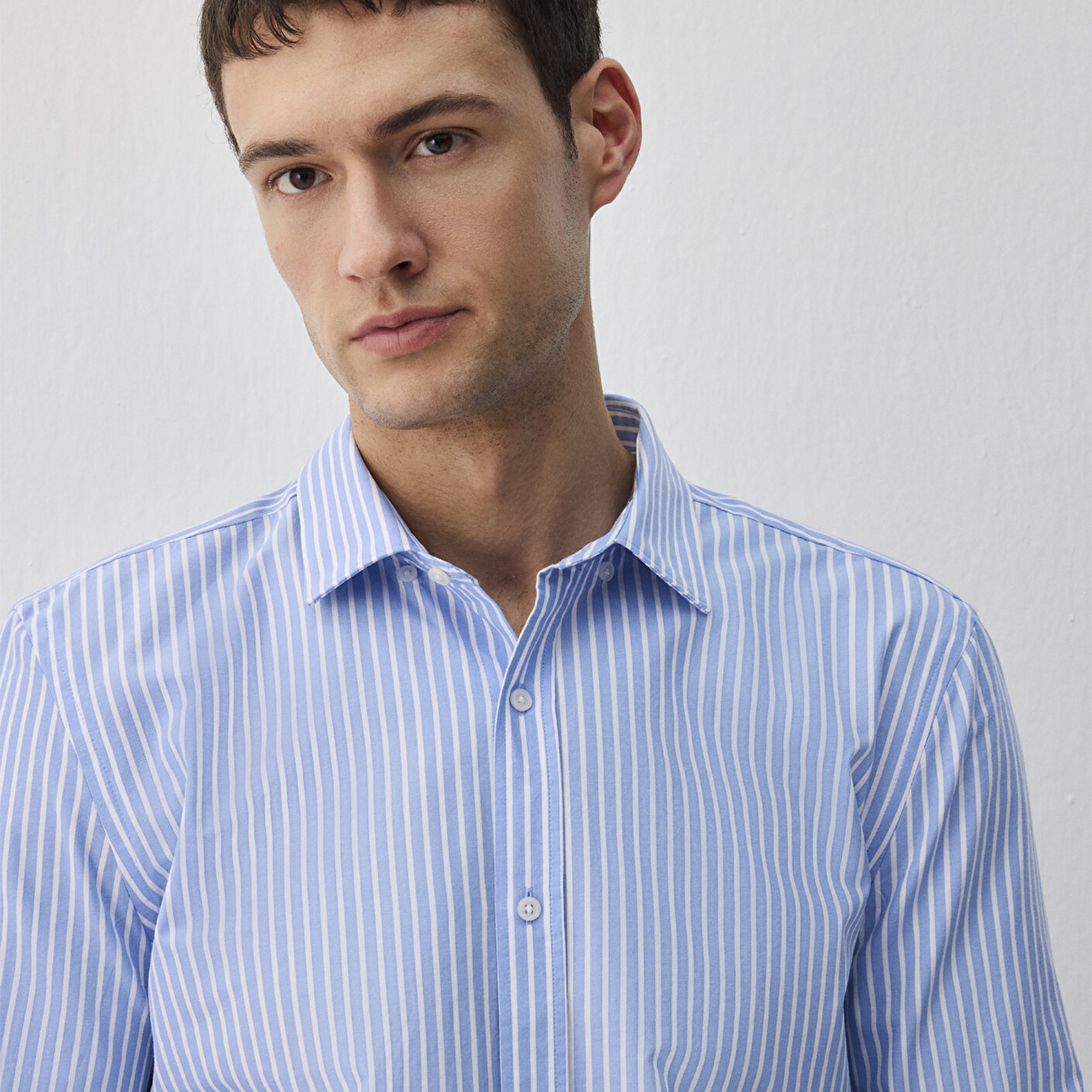 Mavi Easy Care Çizgili Mavi Gömlek Slim Fit / Dar Kesim 0211572-83767