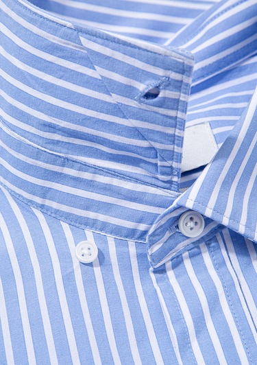  Mavi Easy Care Çizgili Mavi Gömlek Slim Fit / Dar Kesim 0211572-83767