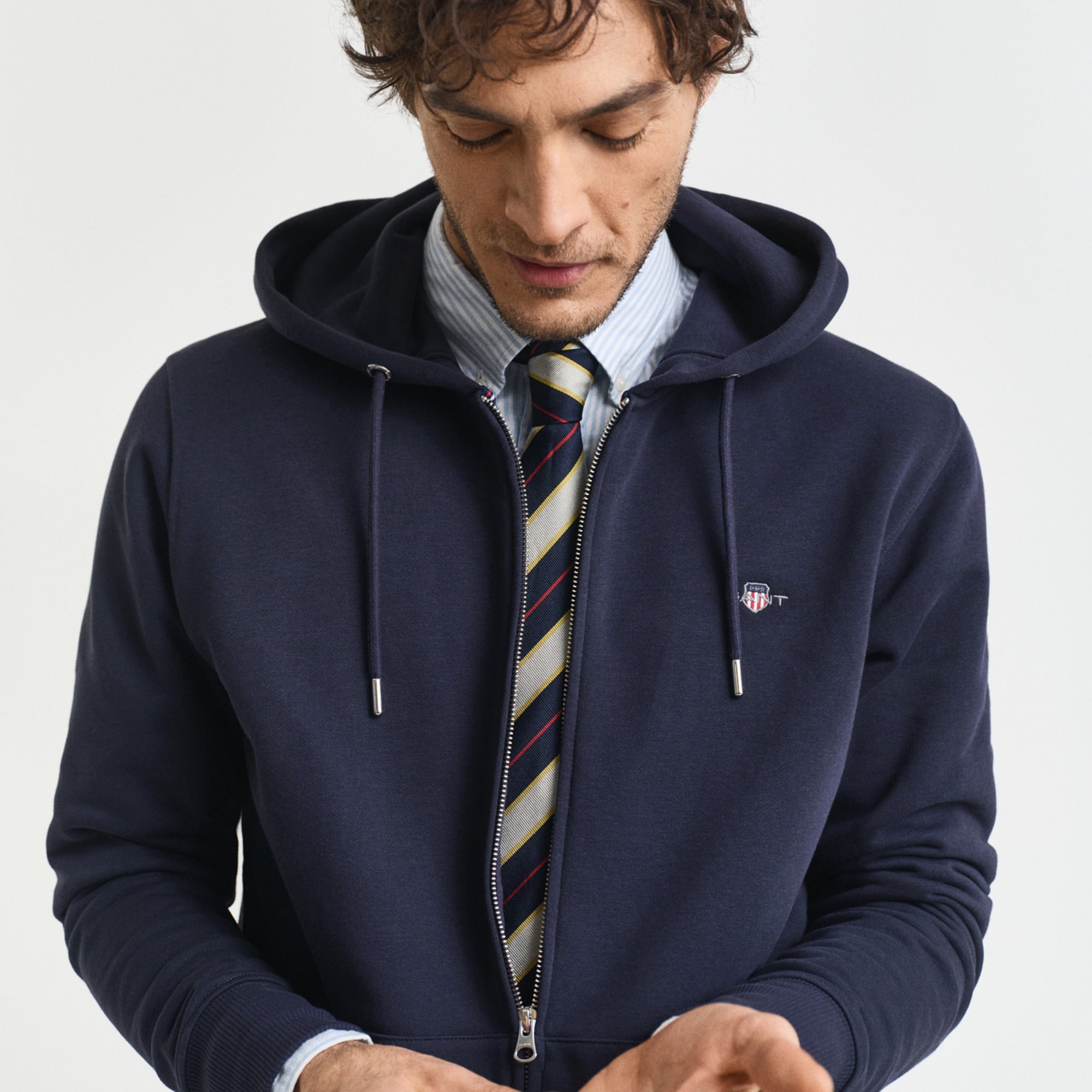 GANT Erkek Lacivert Regular Fit Fermuarlı Sweatshirt