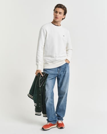  GANT Erkek Krem Regular Fit Bisiklet Yaka Sweatshirt