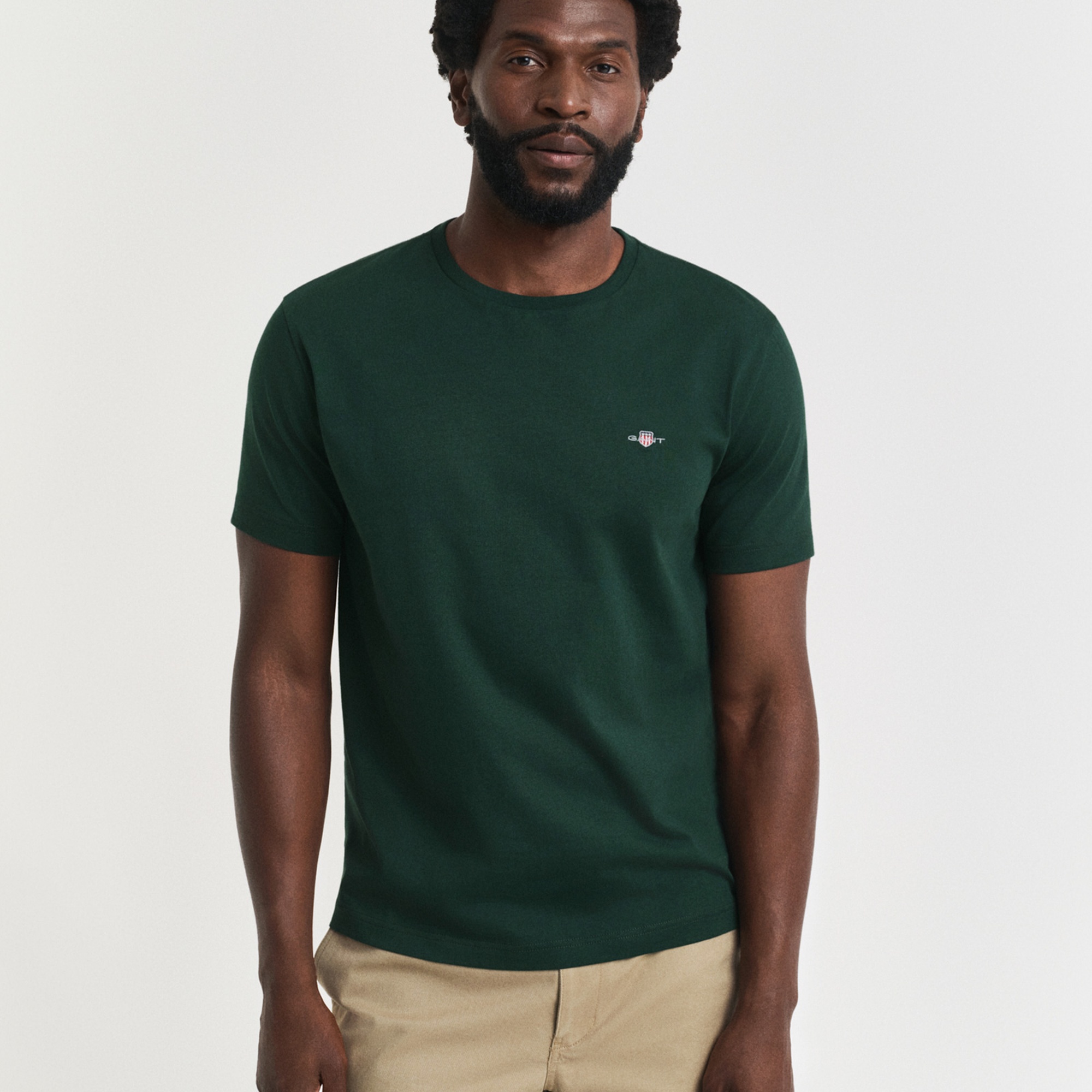GANT Erkek Yeşil Regular Fit Bisiklet Yaka T-Shirt
