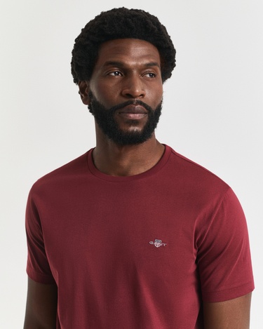  GANT Erkek Bordo Regular Fit Bisiklet Yaka T-Shirt