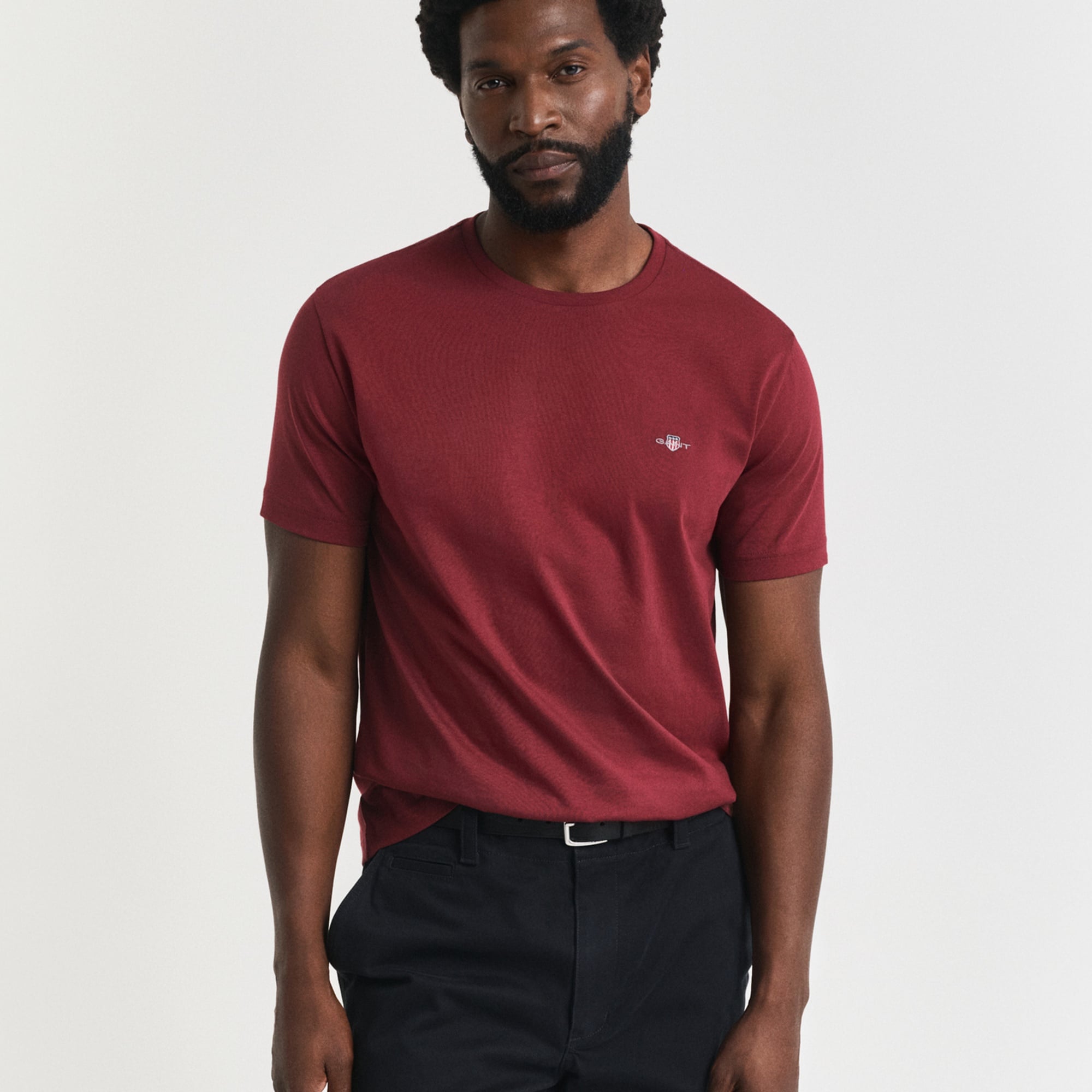 GANT Erkek Bordo Regular Fit Bisiklet Yaka T-Shirt