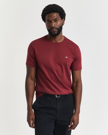  GANT Erkek Bordo Regular Fit Bisiklet Yaka T-Shirt