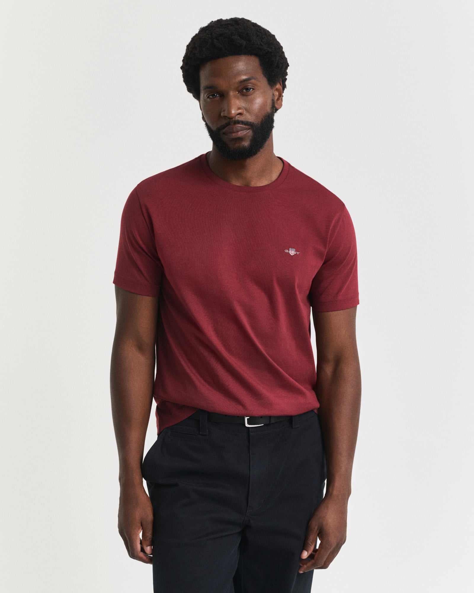  GANT Erkek Bordo Regular Fit Bisiklet Yaka T-Shirt