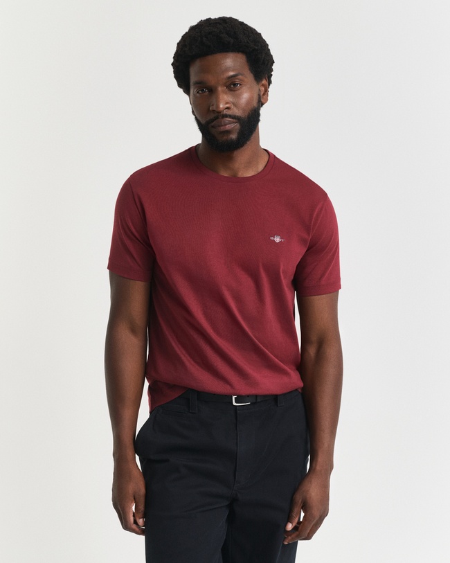  GANT Erkek Bordo Regular Fit Bisiklet Yaka T-Shirt