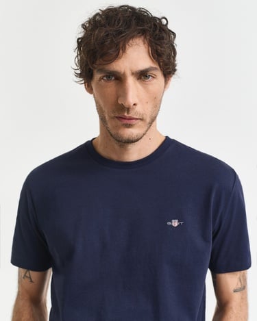  GANT Erkek Lacivert Regular Fit Bisiklet Yaka T-Shirt