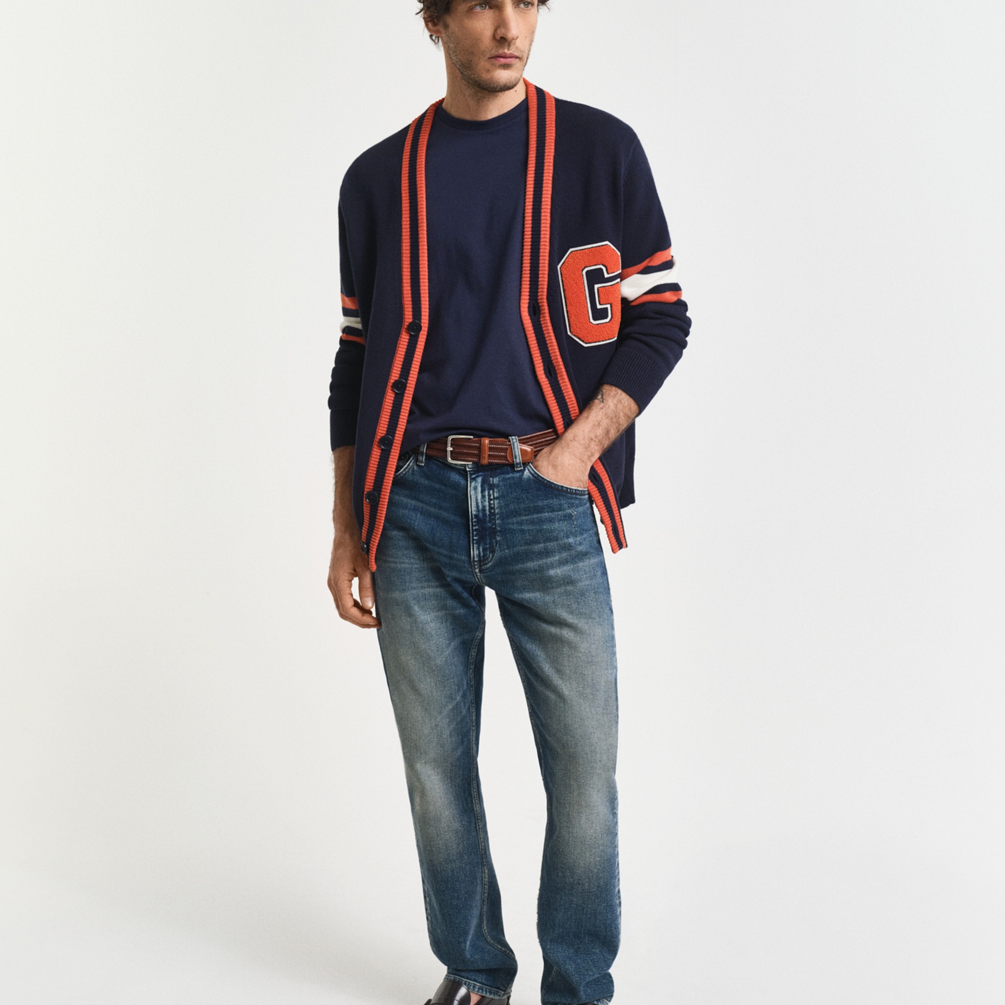 GANT Erkek Lacivert Regular Fit Bisiklet Yaka T-Shirt