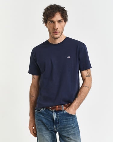  GANT Erkek Lacivert Regular Fit Bisiklet Yaka T-Shirt