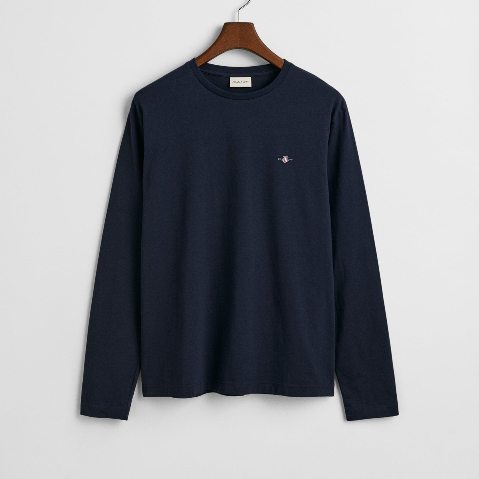 GANT Erkek Lacivert Regular Fit Bisiklet Yaka Uzun Kollu T-Shirt