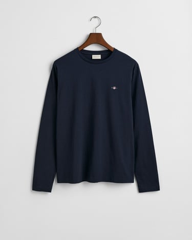  GANT Erkek Lacivert Regular Fit Bisiklet Yaka Uzun Kollu T-Shirt