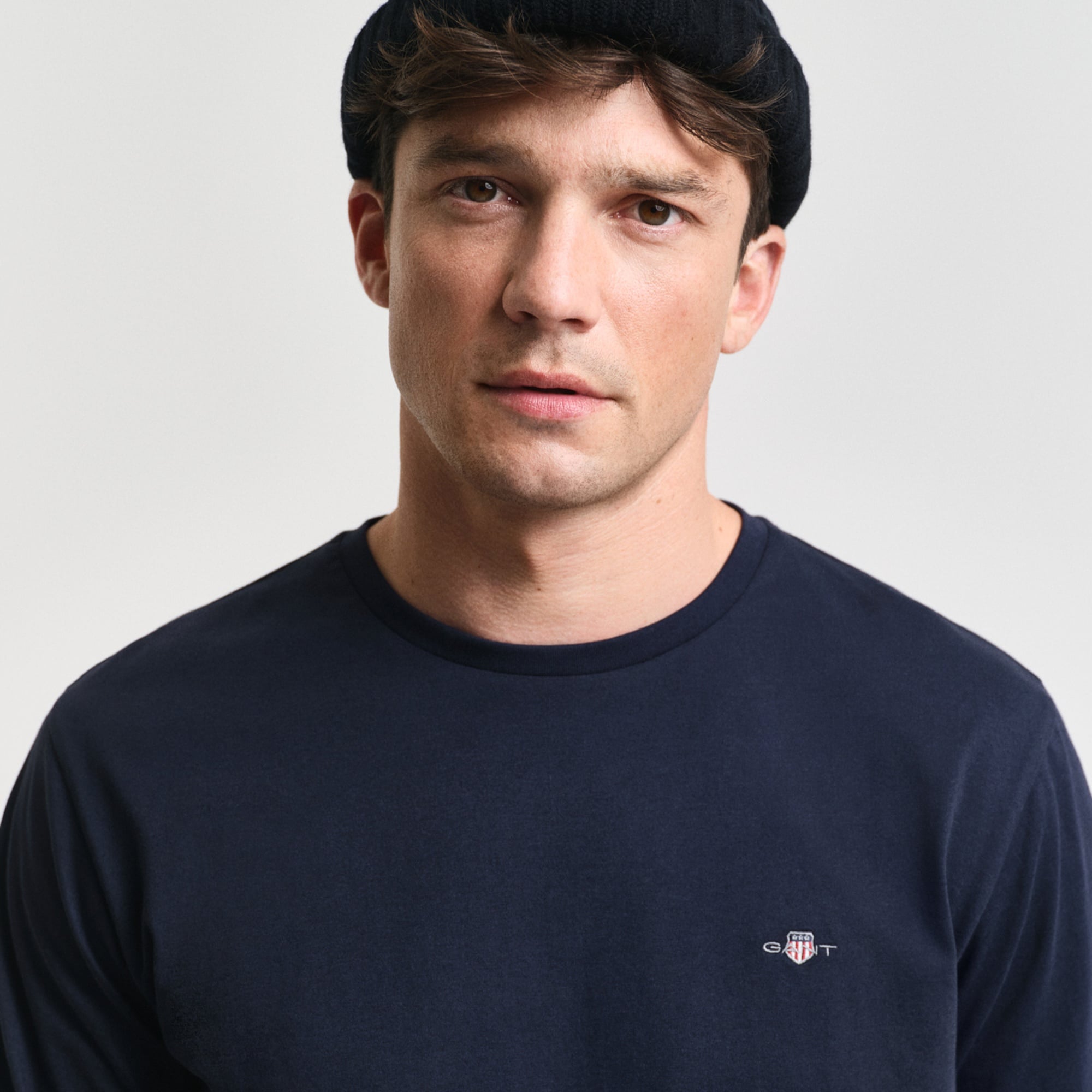 GANT Erkek Lacivert Regular Fit Bisiklet Yaka Uzun Kollu T-Shirt