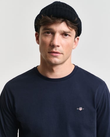  GANT Erkek Lacivert Regular Fit Bisiklet Yaka Uzun Kollu T-Shirt