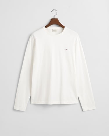 GANT Erkek Beyaz Regular Fit Bisiklet Yaka Uzun Kollu T-Shirt