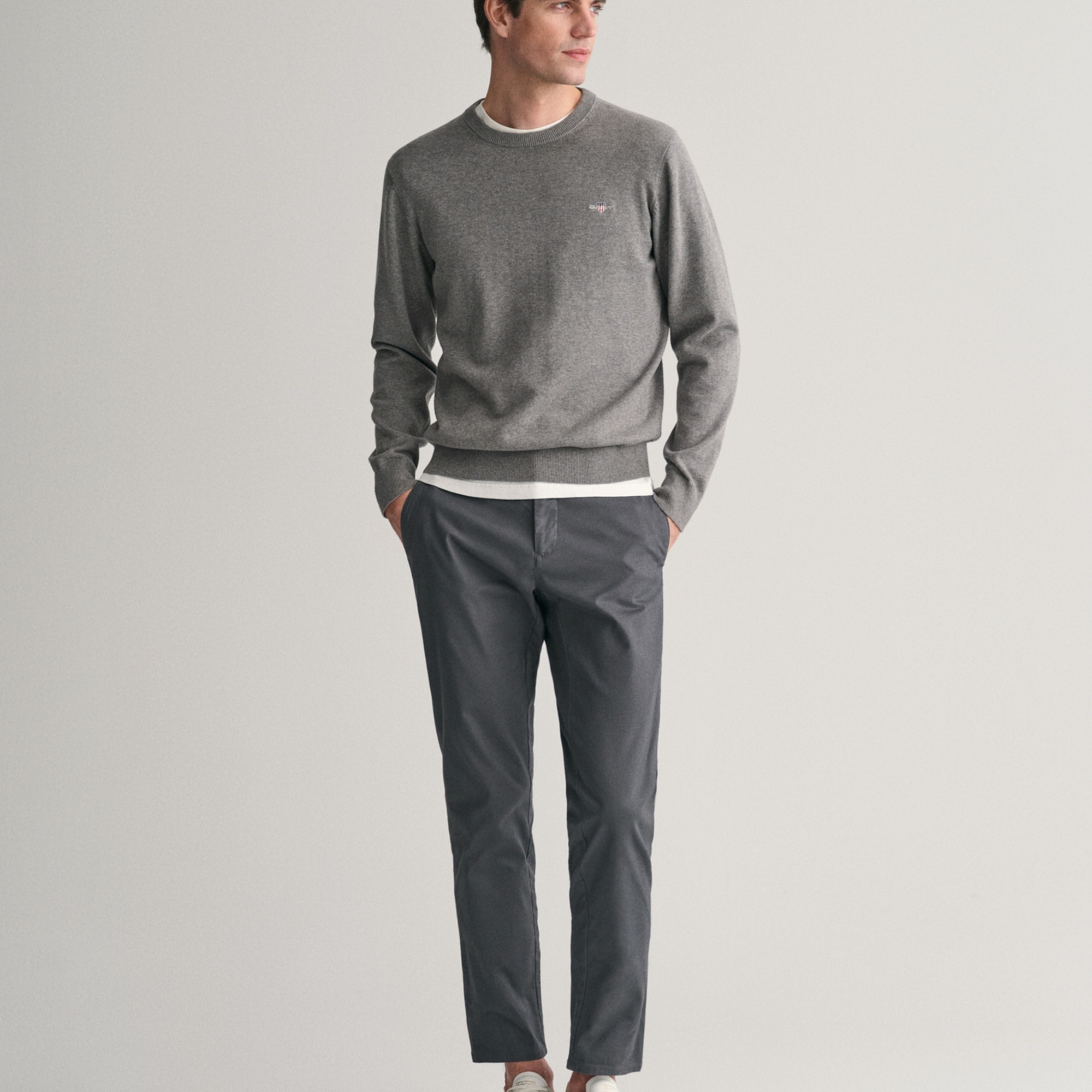 GANT Erkek Gri Slim Fit Chino Pantolon
