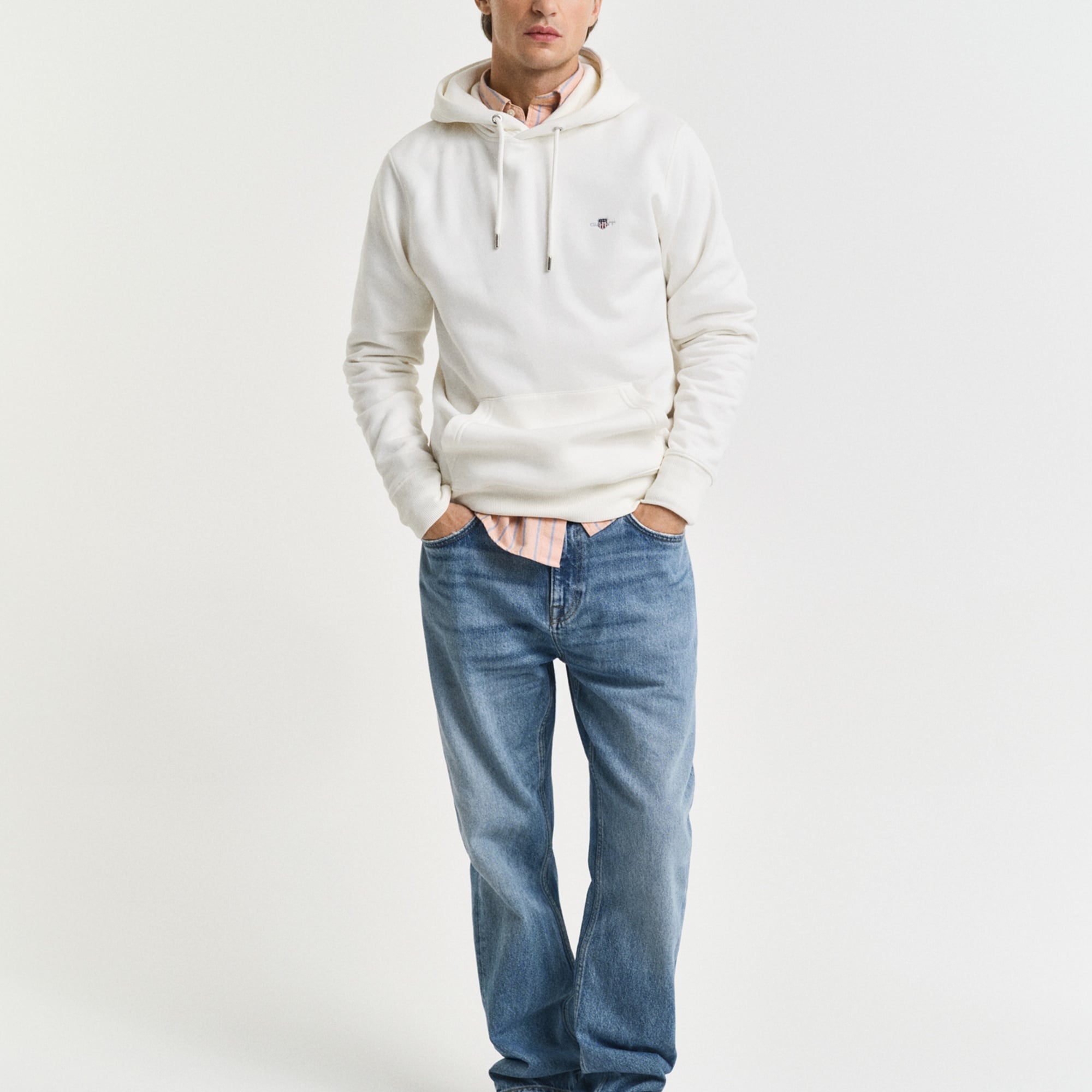 GANT Erkek Krem Regular Fit Kapüşonlu Sweatshirt