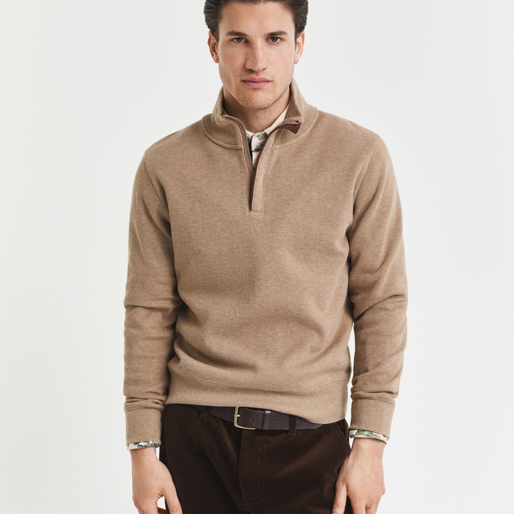 GANT Erkek Bej Regular Fit Yarım Fermuarlı Sweatshirt