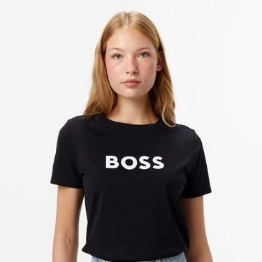  Boss Elogo Kadın Siyah T-Shirt