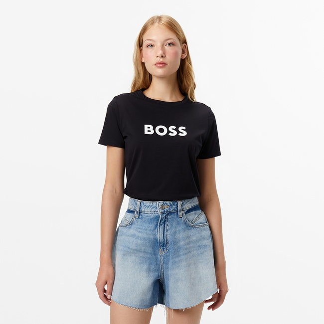  Boss Elogo Kadın Siyah T-Shirt