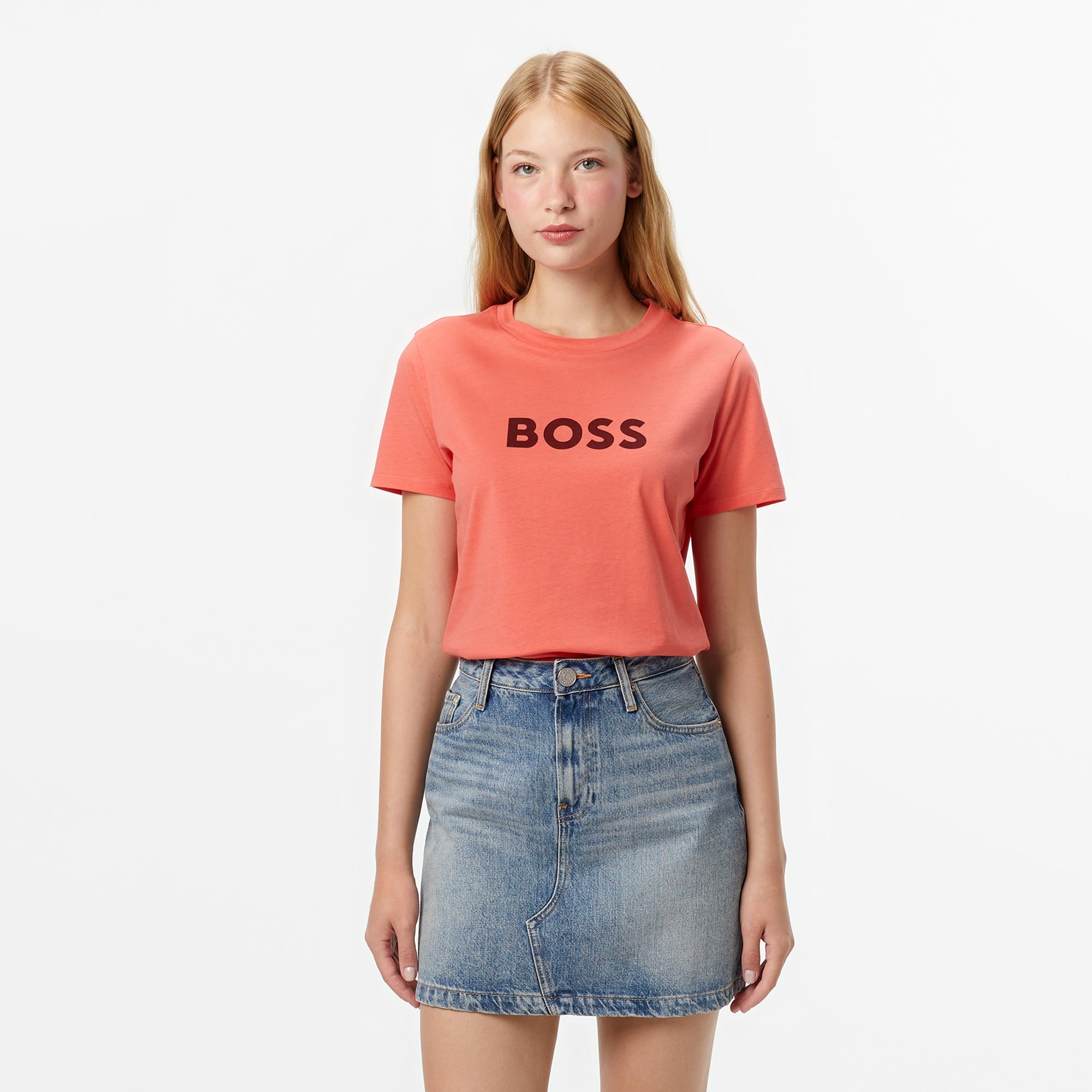 Boss Elogo Kadın Açık Kırmızı T-Shirt