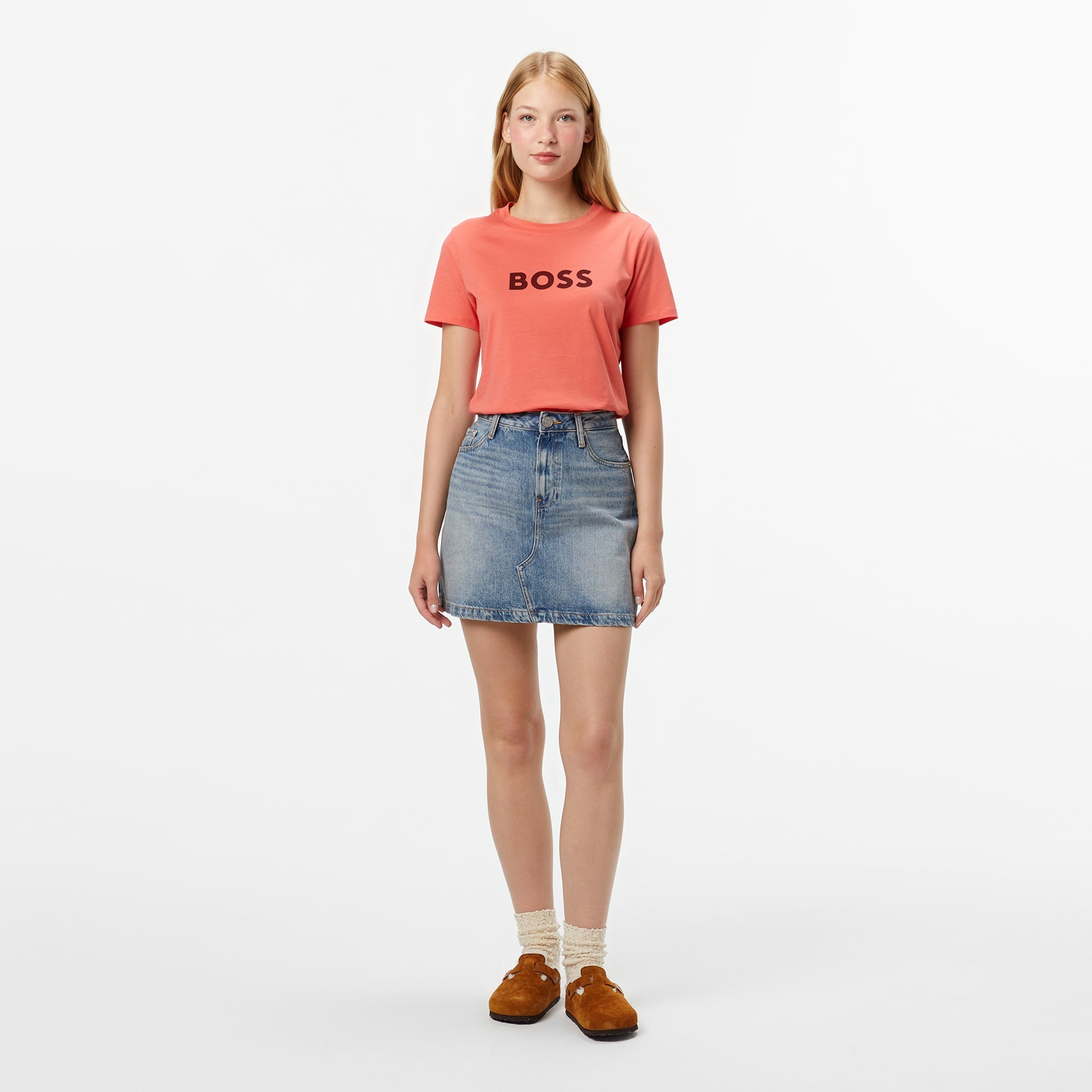 Boss Elogo Kadın Açık Kırmızı T-Shirt