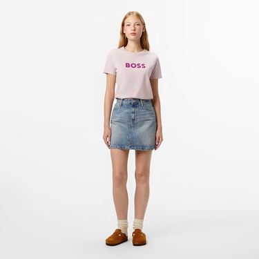  Boss Elogo Kadın Açık Mor T-Shirt