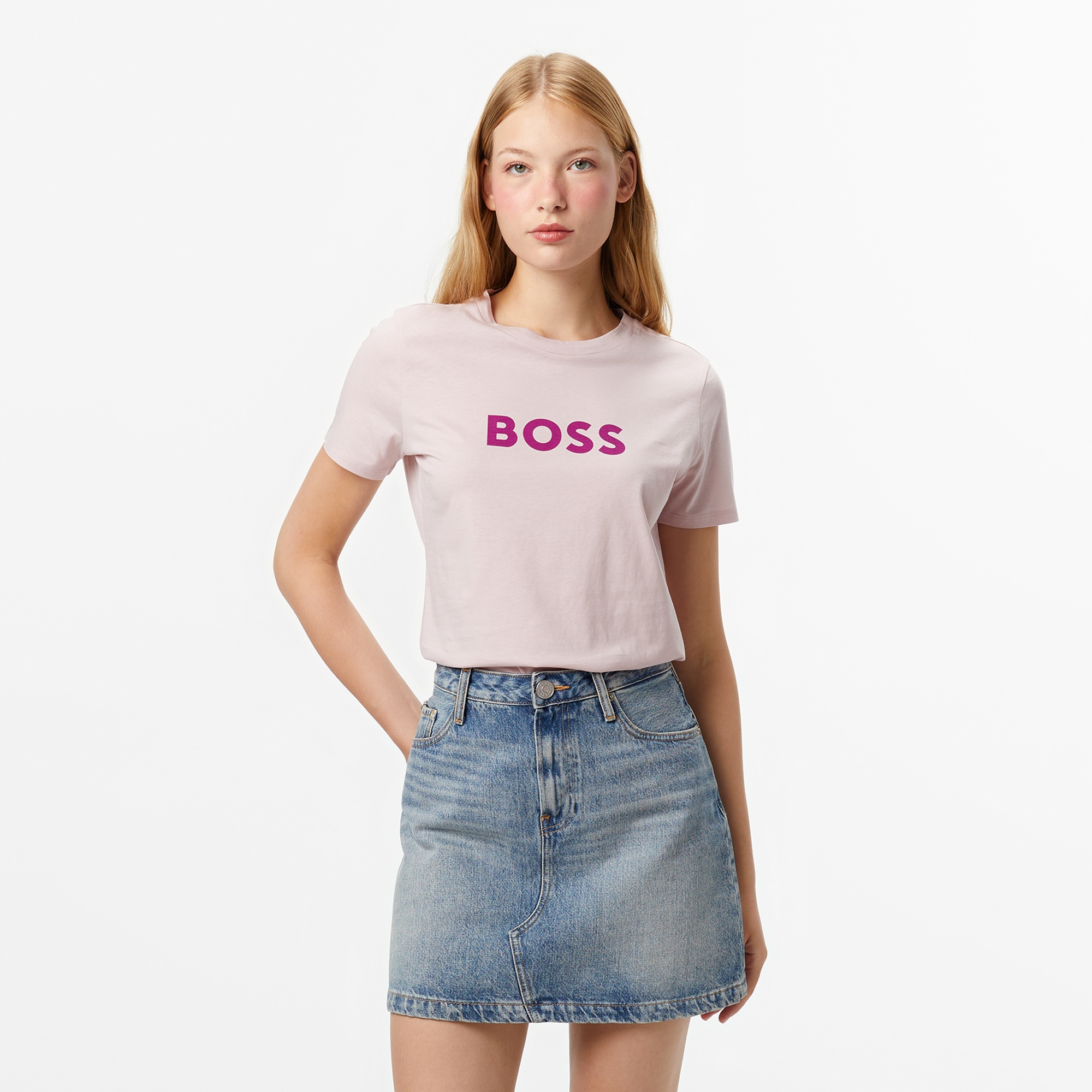 Boss Elogo Kadın Açık Mor T-Shirt