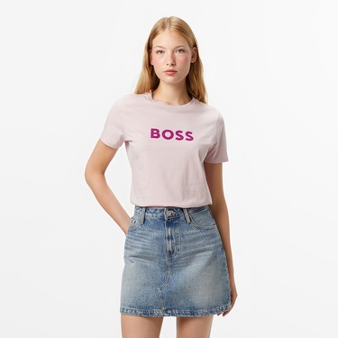 Boss Elogo Kadın Açık Mor T-Shirt