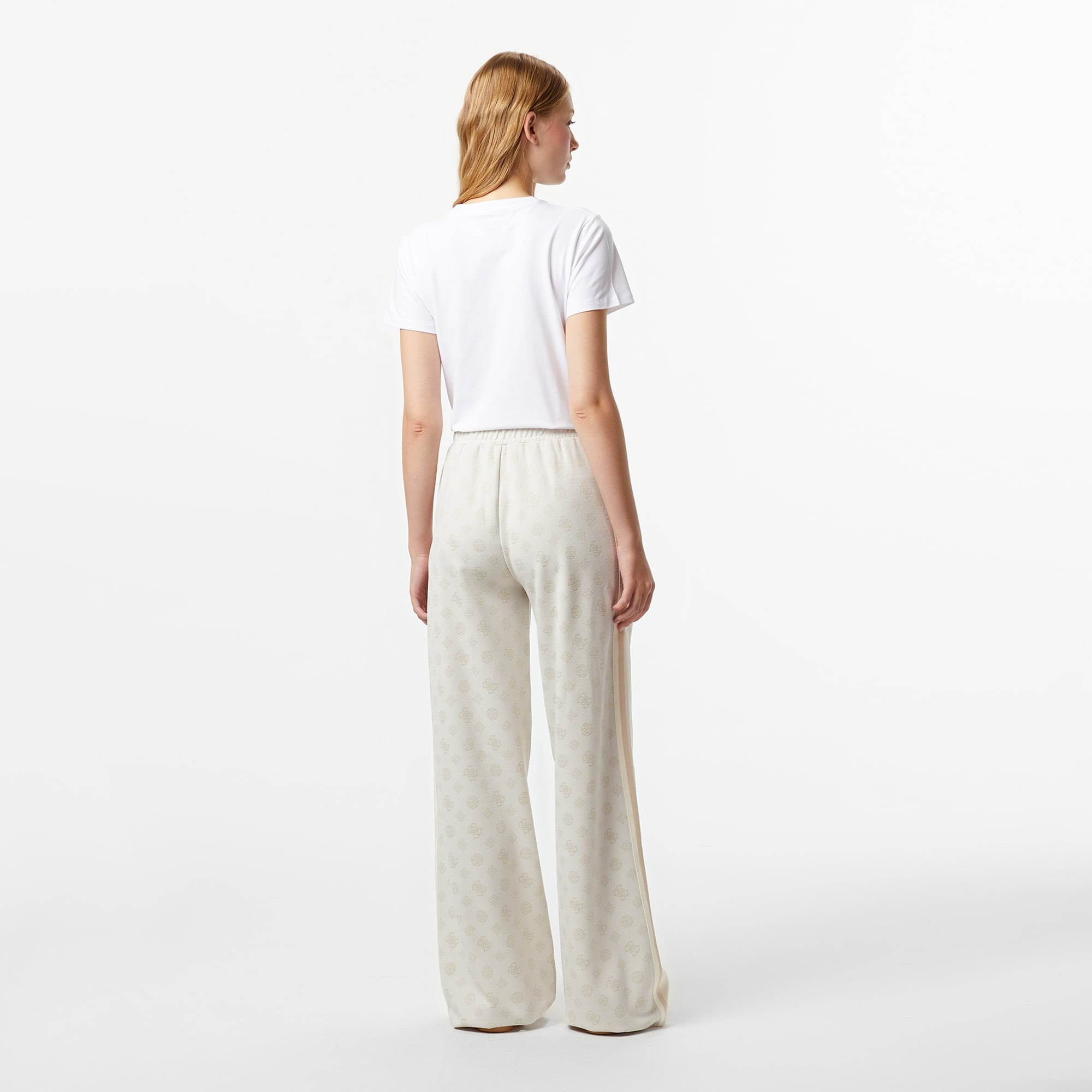 Guess Peony Palazzo Fit Kadın Beyaz Eşofman Altı